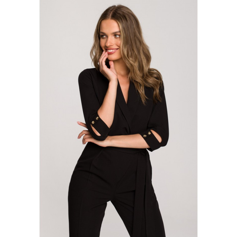 S316 Shawl collar jumpsuit - black