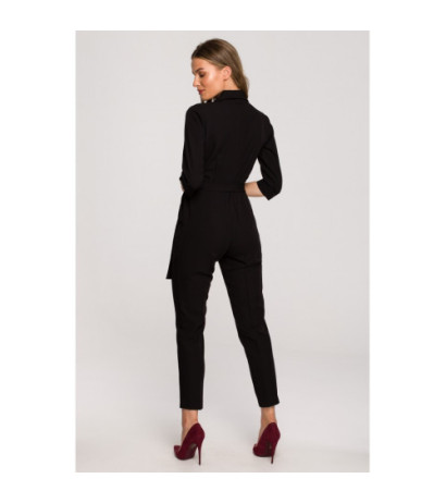 S316 Shawl collar jumpsuit - black