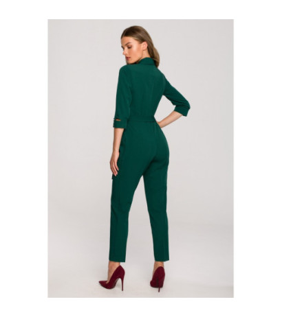 S316 Jumpsuit with shawl collar - green