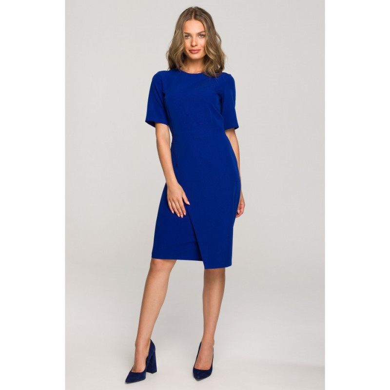 S317 Dress with overlap skirt - cornflower blue