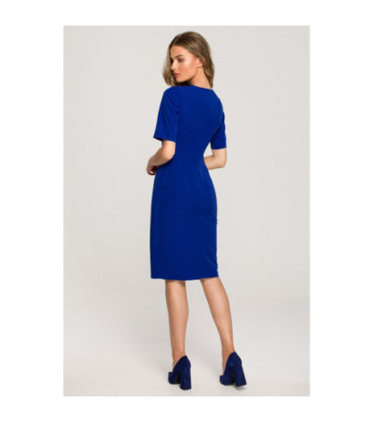 S317 Dress with overlap skirt - cornflower blue