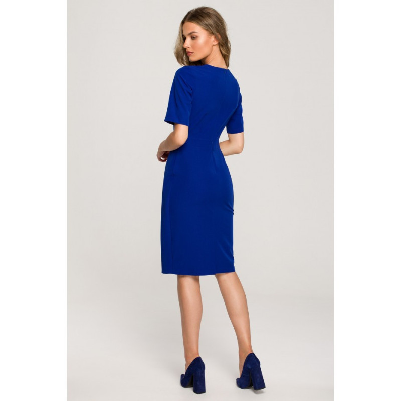 S317 Dress with overlap skirt - cornflower blue