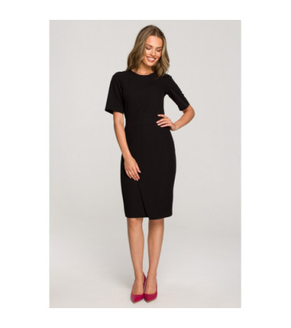 S317 Dress with overlap skirt - black