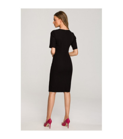 S317 Dress with overlap skirt - black