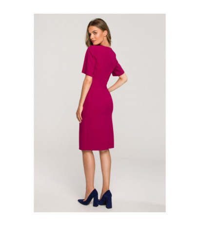 S317 Dress with overlap skirt - plum