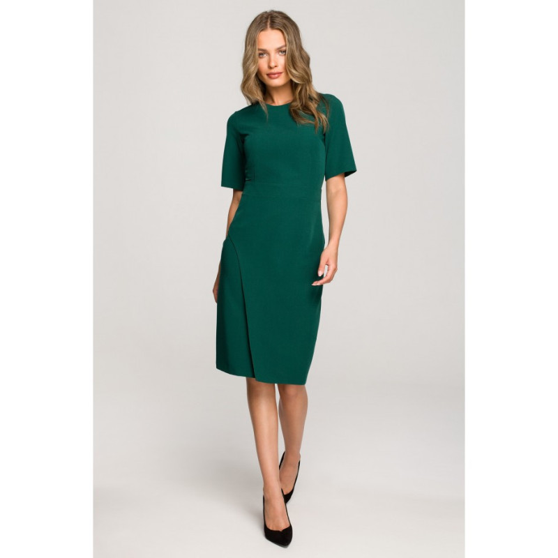 S317 Dress with overlap skirt - green