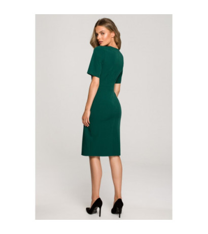 S317 Dress with overlap skirt - green