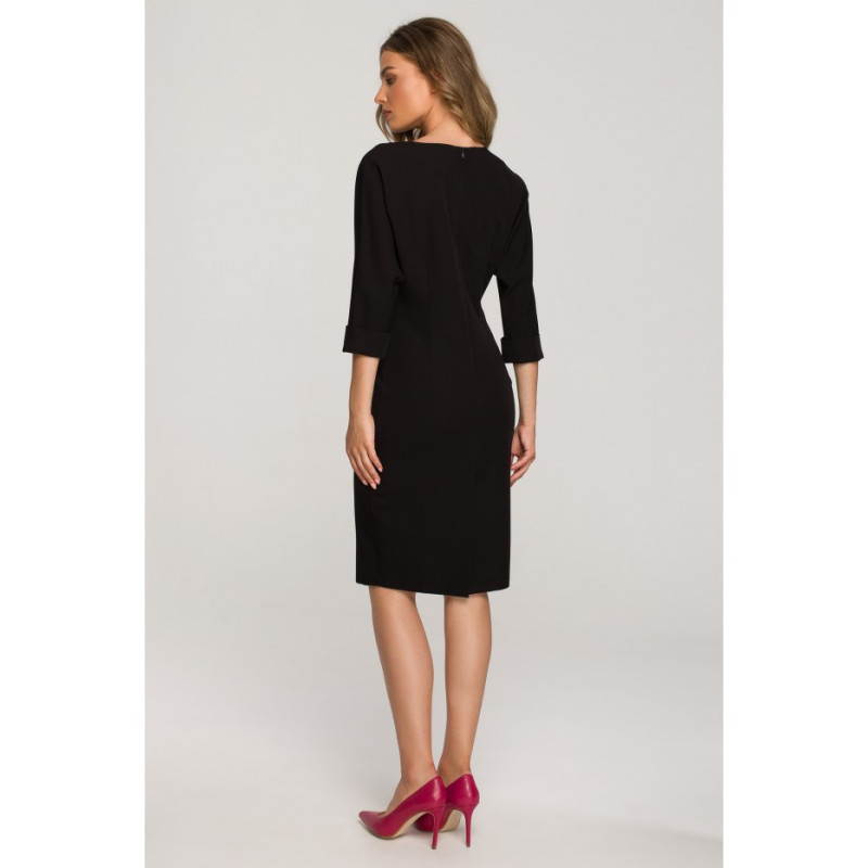 S324 Dress with kimono sleeves plain - black