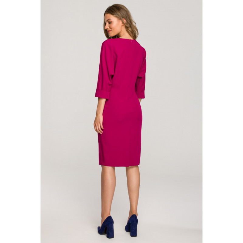 S324 Dress with kimono sleeves plain - plum