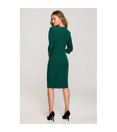 S324 Dress with kimono sleeves plain - green