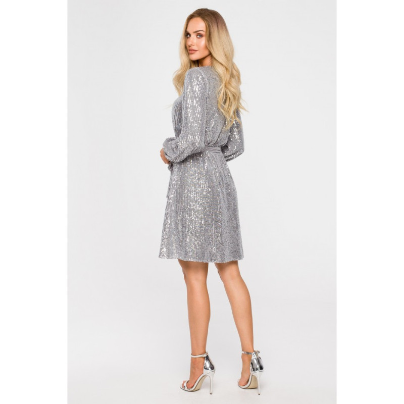 M715 Flared dress with belt - silver