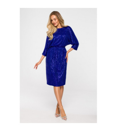 M716 Dress with deep back neckline - cornflower blue