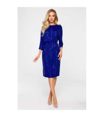 M716 Dress with deep back neckline - cornflower blue