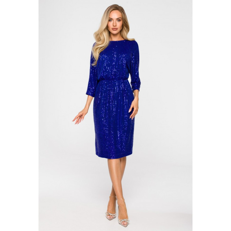 M716 Dress with deep back neckline - cornflower blue