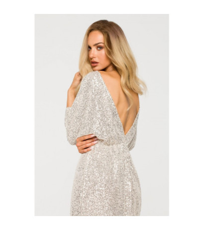 M716 Dress with deep neckline on back - champagne-colored