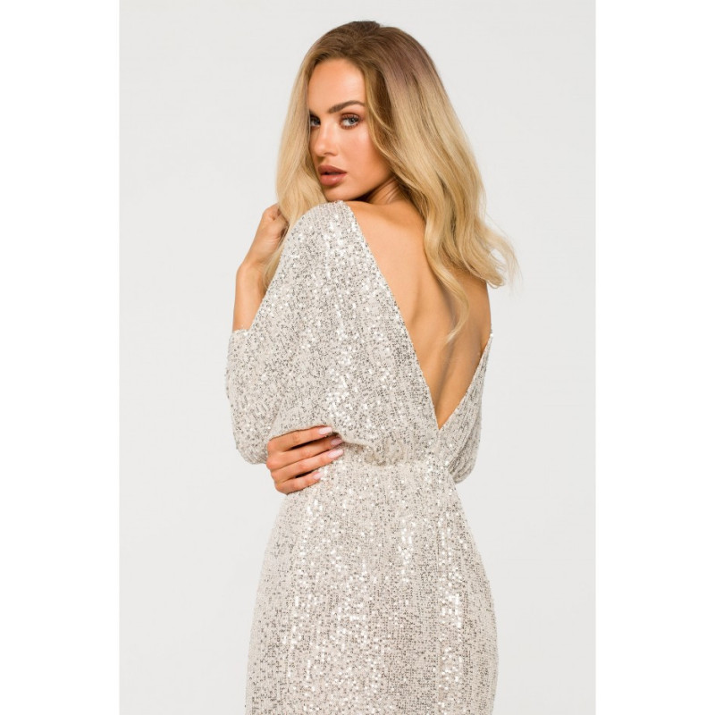 M716 Dress with deep neckline on back - champagne-colored