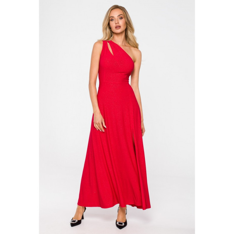 M718 Dress with neckline - red