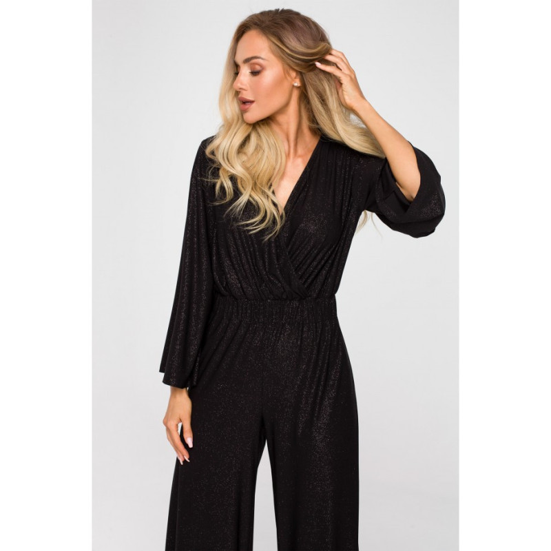 M720 Jumpsuit with envelope neckline - black