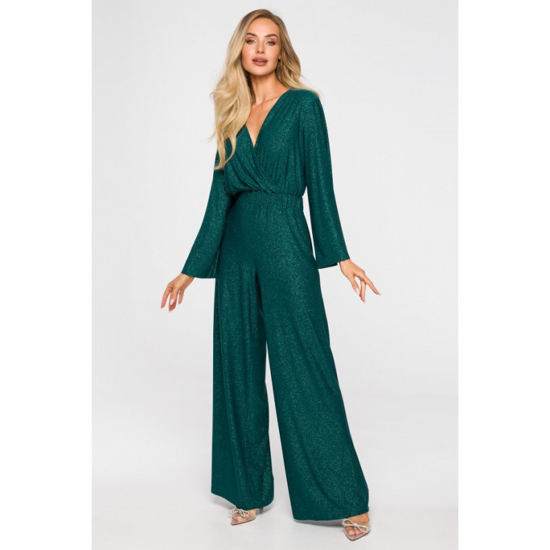 M720 Jumpsuit with envelope neckline - emerald