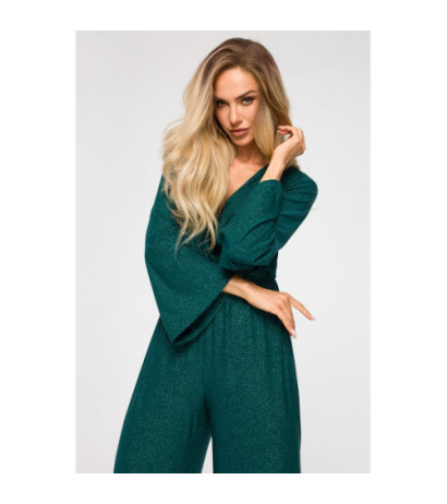 M720 Jumpsuit with envelope neckline - emerald