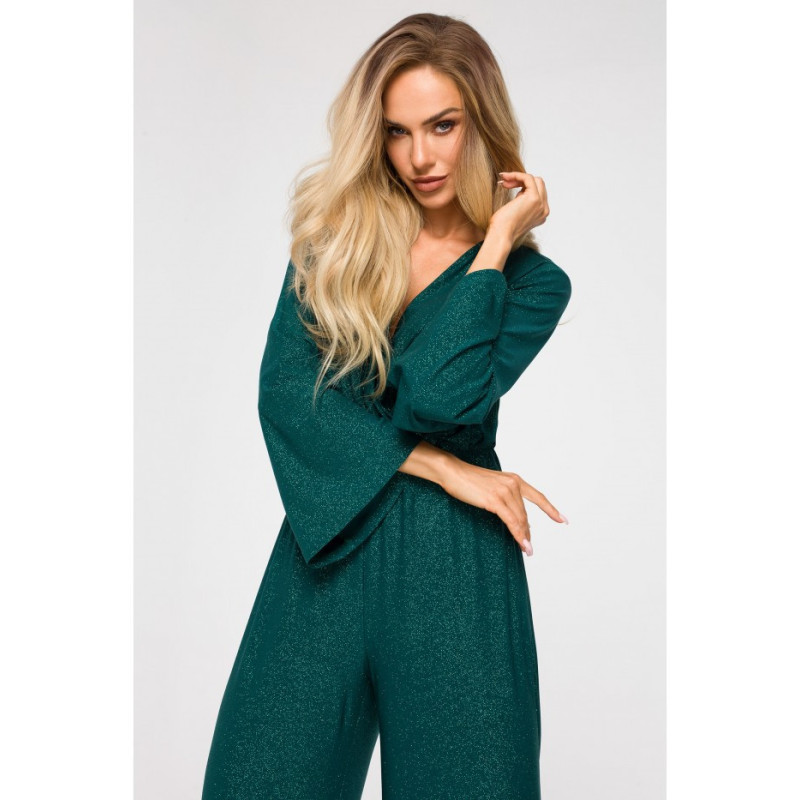 M720 Jumpsuit with envelope neckline - emerald