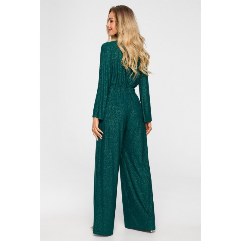 M720 Jumpsuit with envelope neckline - emerald