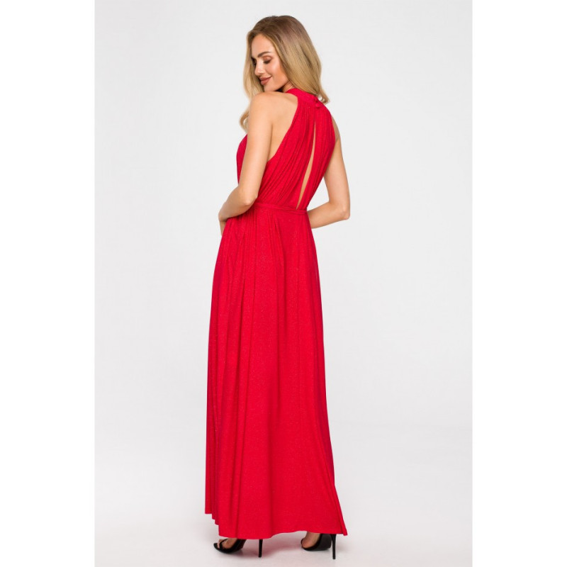 M721 Dress with halter neckline - red