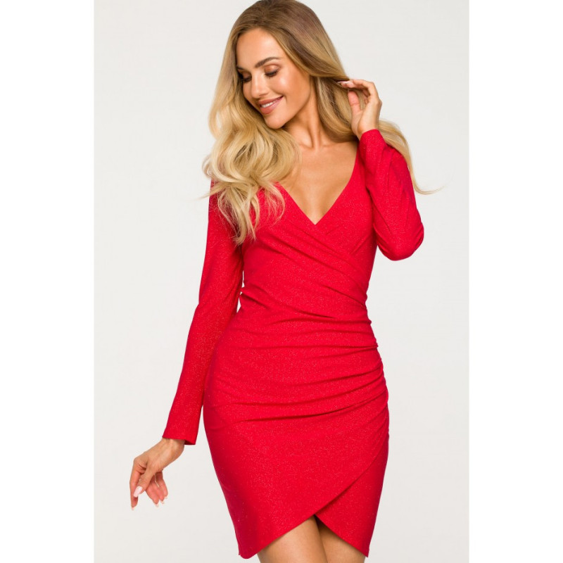 M722 Mini dress with draping - red