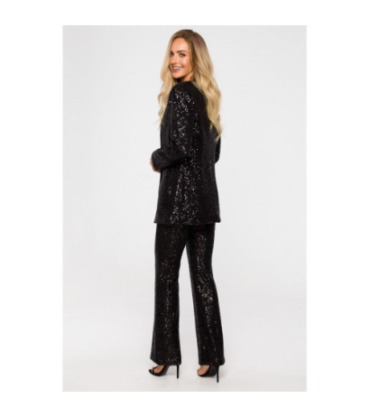 M724 Sequin unbuttoned jacket - black