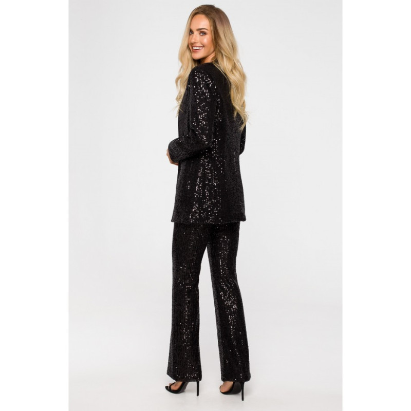 M724 Sequin unbuttoned jacket - black