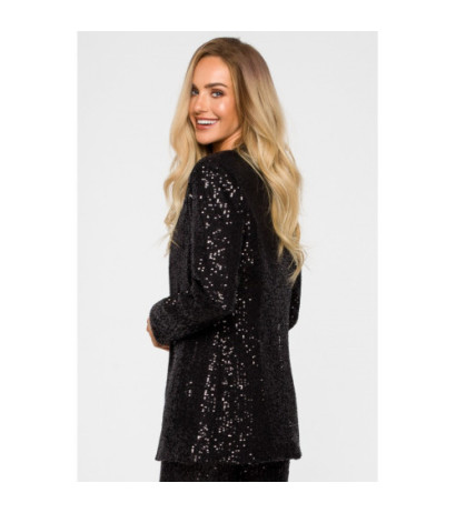 M724 Sequin unbuttoned jacket - black