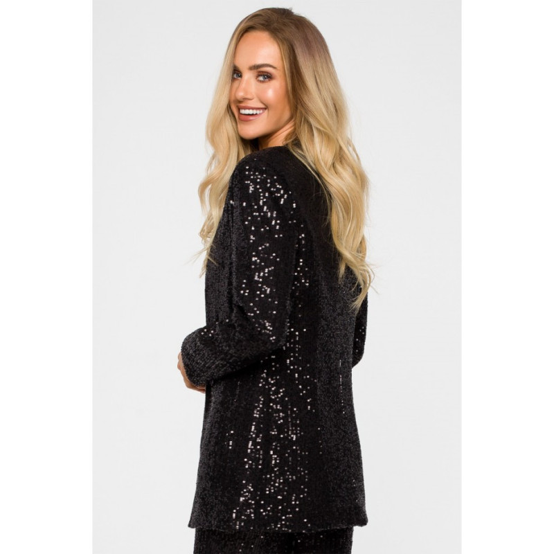 M724 Sequin unbuttoned jacket - black