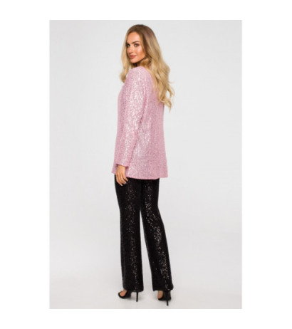 M724 Sequin unbuttoned jacket - powder pink