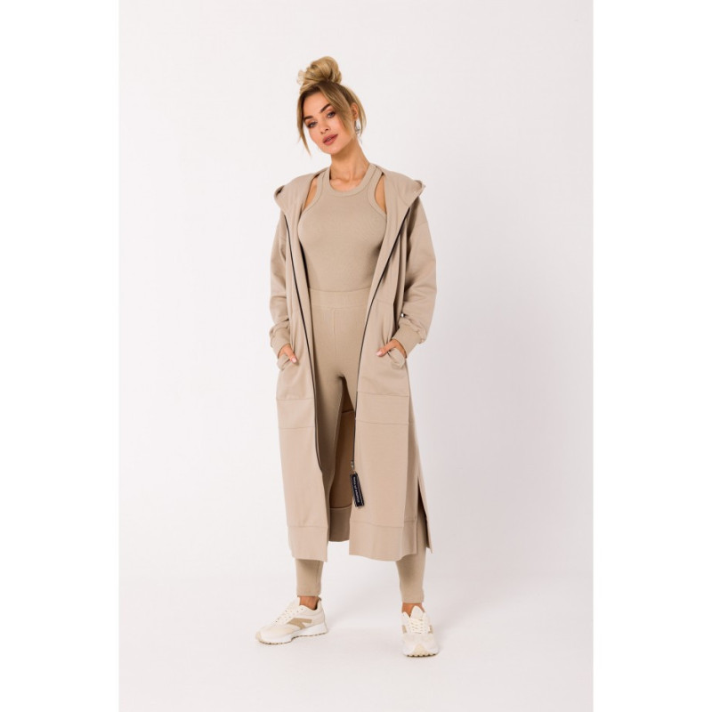 M729 Long sweatshirt like parka - beige