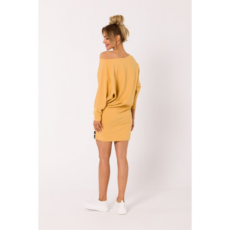 M732 Tunic dress with stripes at the bottom - honey