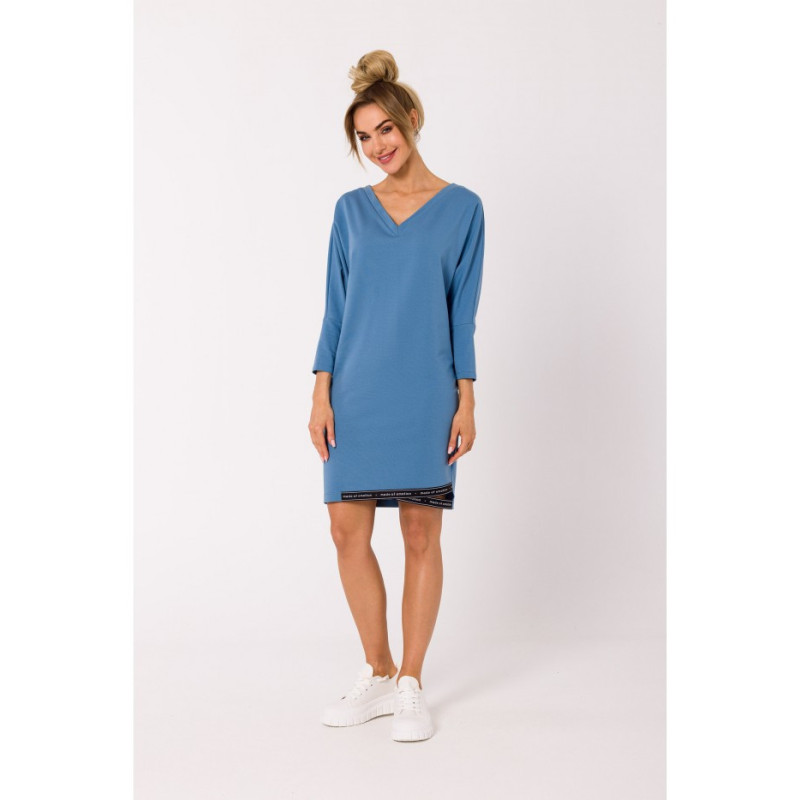 M732 Tunic dress with stripes at the bottom - blue