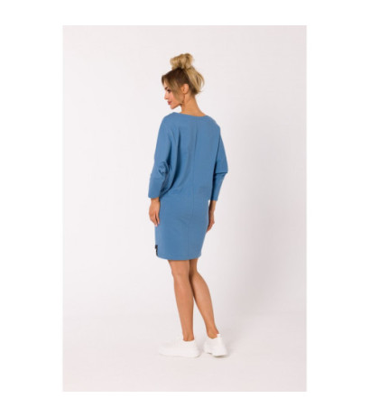 M732 Tunic dress with stripes at the bottom - blue