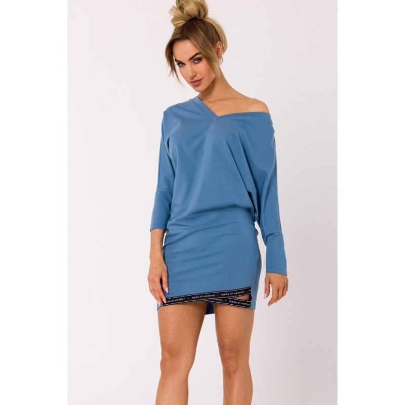 M732 Tunic dress with stripes at the bottom - blue