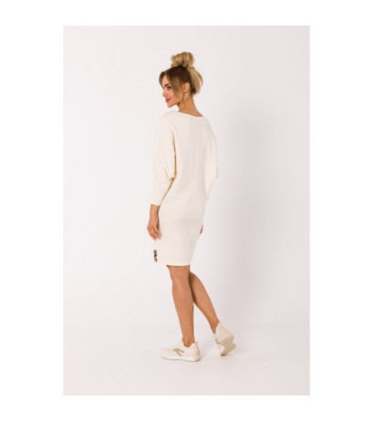 M732 Tunic dress with stripes at the bottom - cream