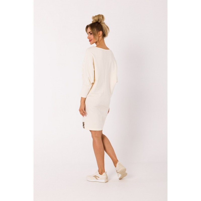 M732 Tunic dress with stripes at the bottom - cream