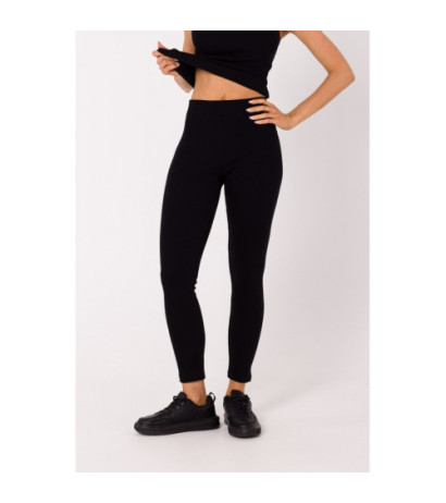 M734 Ribbed knit leggings - black