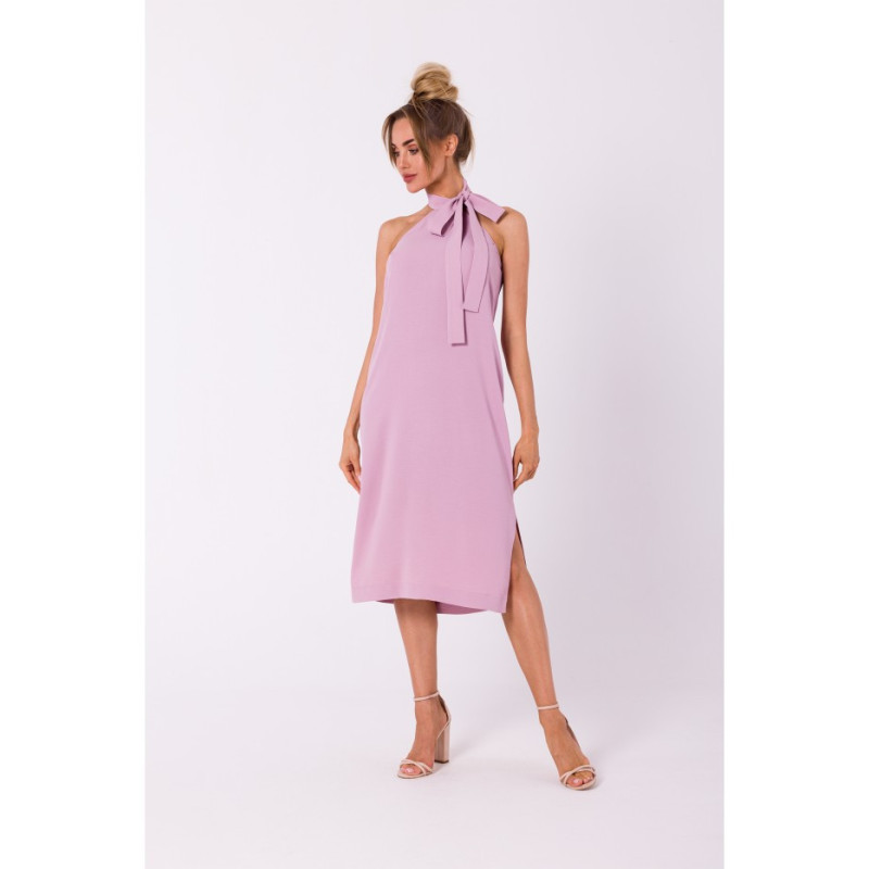 M736 Dress with neck tie - dirty pink