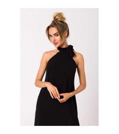 M736 Dress with neck tie - black