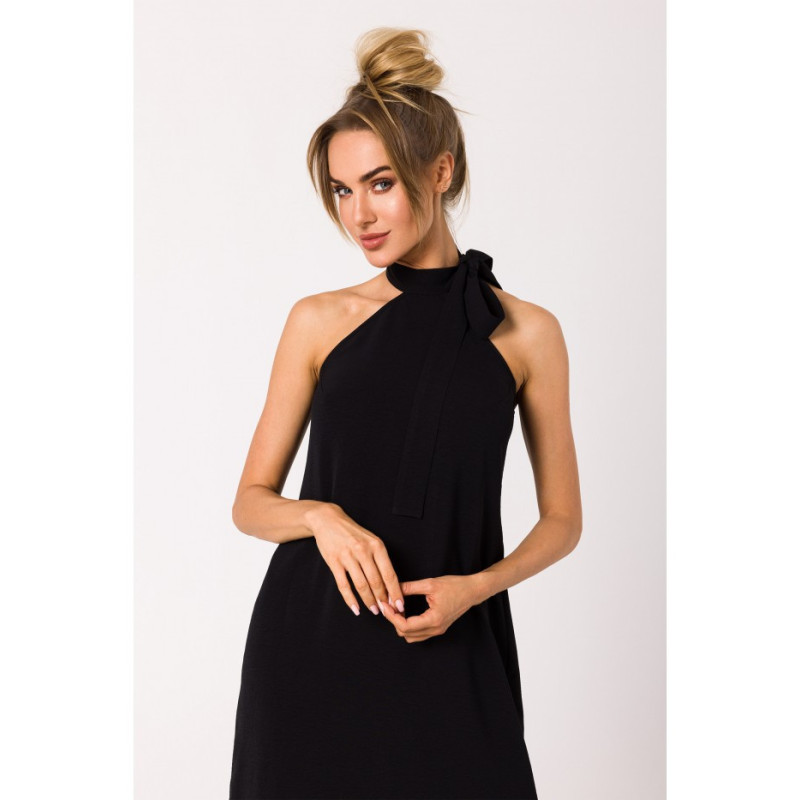 M736 Dress with neck tie - black