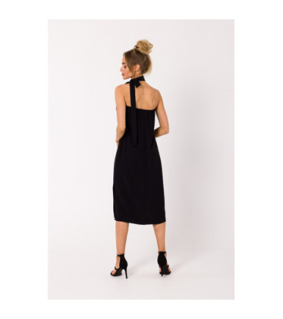 M736 Dress with neck tie - black