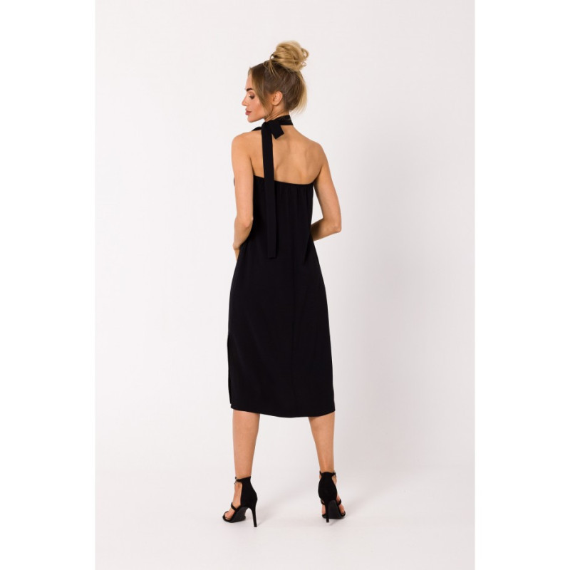 M736 Dress with neck tie - black