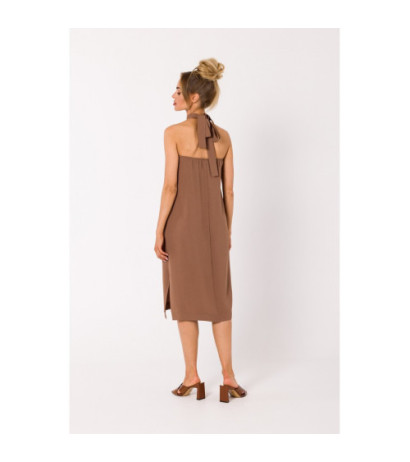 M736 Dress with neck tie - chocolate