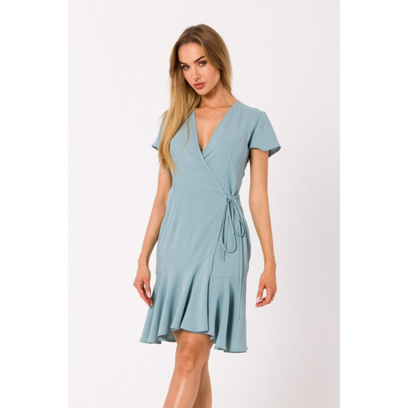 M741 Envelope dress with ruffle - agave