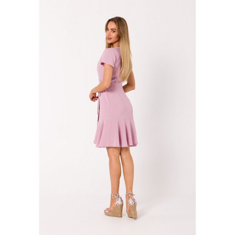 M741 Envelope dress with ruffle - dirty pink