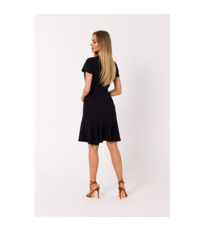 M741 Envelope dress with ruffle - black